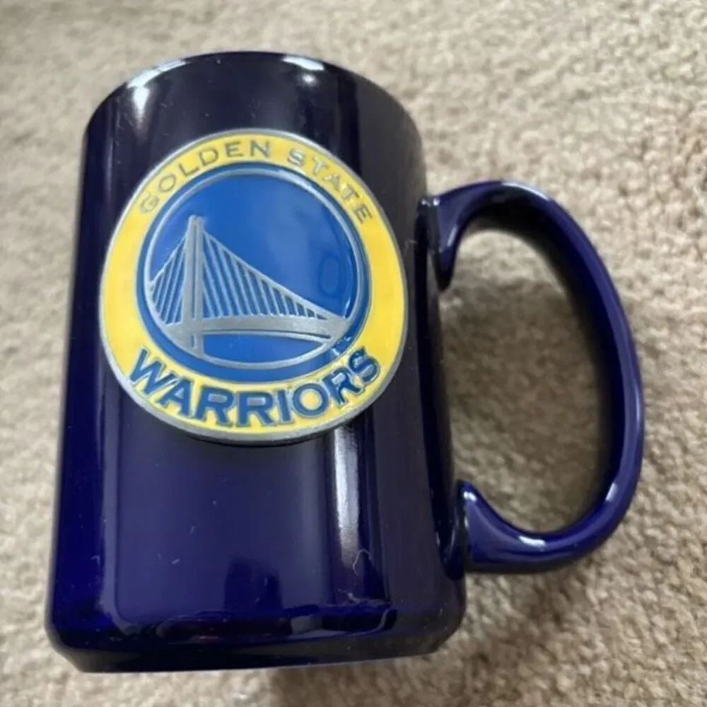 Golden State Warriors Raised Pewter Emblem Ceramic Coffee Mug